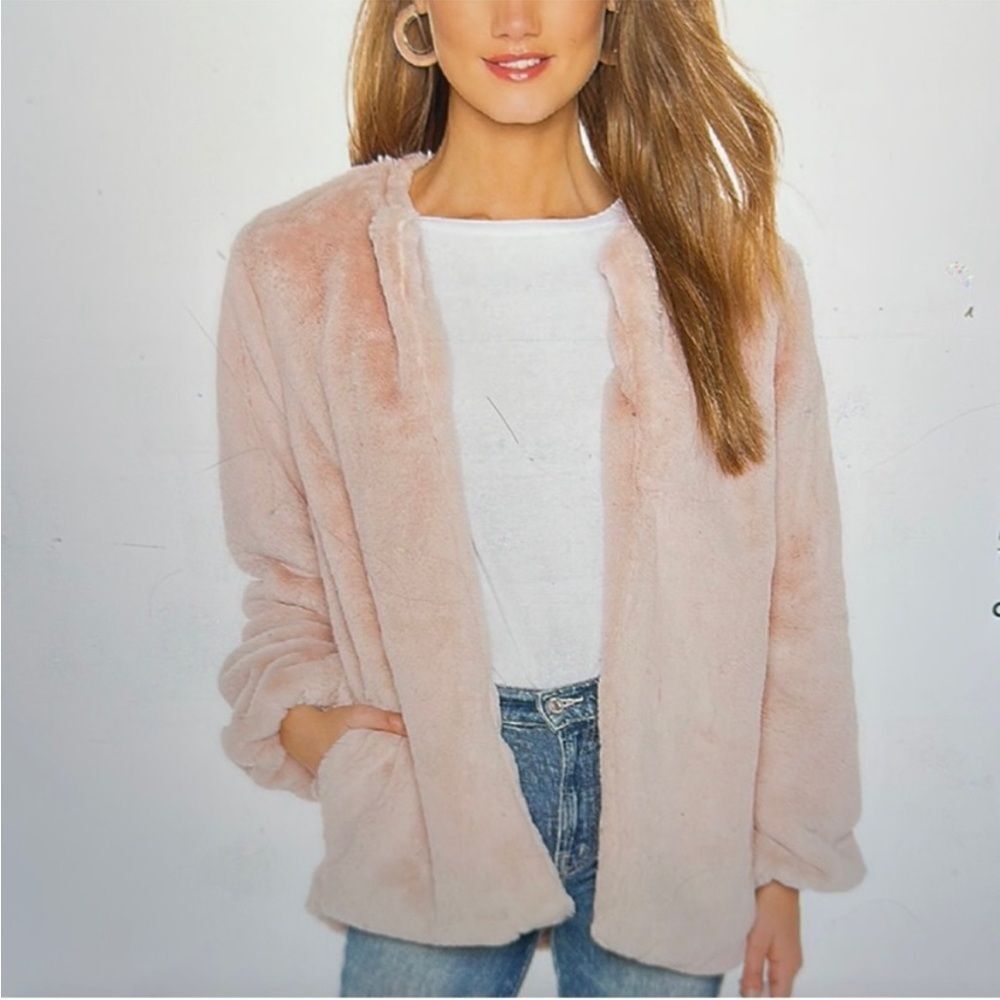 Tularosa Light Pink Faux Fur Ricci Jacket Small